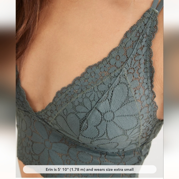 Aerie American Eagle Candy Padded Lace Bralette Large Royal Palm Strappy - Picture 11 of 13